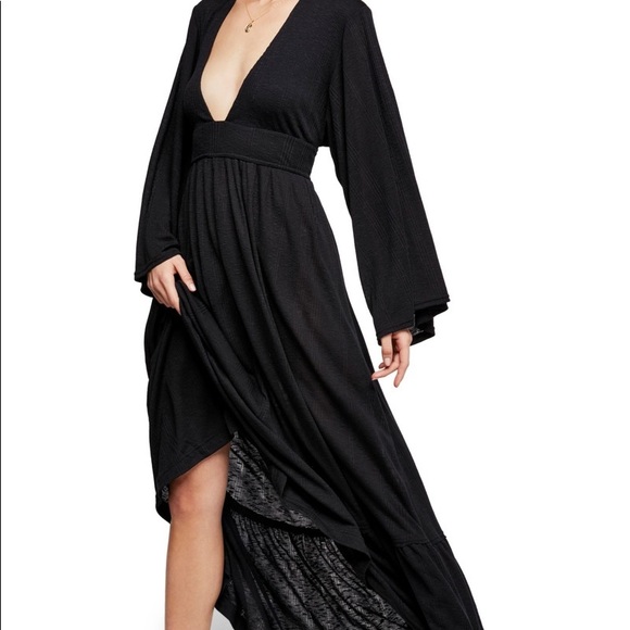 Free People Dresses & Skirts - Worn once! Tall Black Dress Free People Beach Maxi (S)